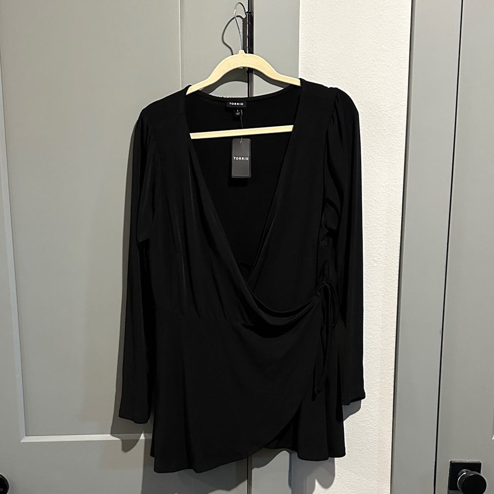 Torrid Black Wrap Blouse